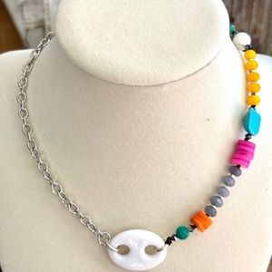 A handmade piece. Half colorful pendant necklace for women or teens.